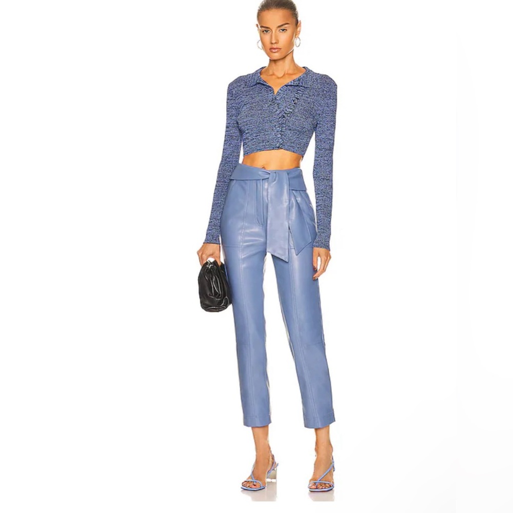 SIMKHAI Tessa Vegan Leather Tie Waist Pant Lavender /Blue size 0
